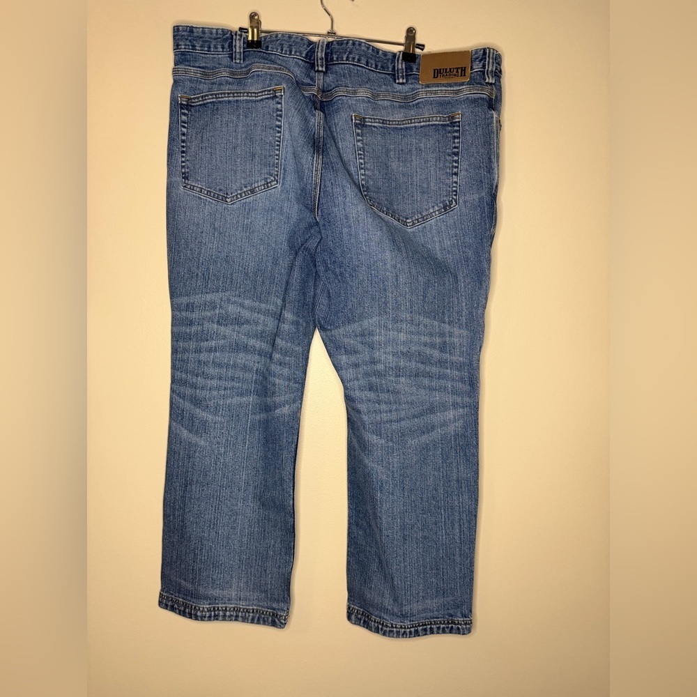 Men's Duluth 44x28 Relaxed Fit Blue Denim Jeans - Picture 2 of 5